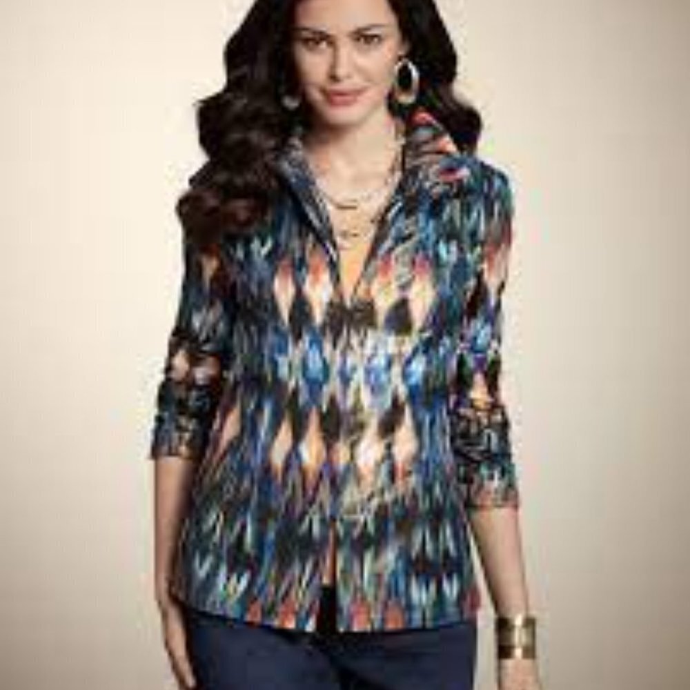 New Chico's Pianna Majestic Ikat Jacket Size 1 US M